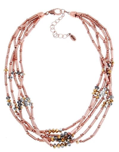 Behave - Korte ketting rosé met facet glasstenen - 45 cm