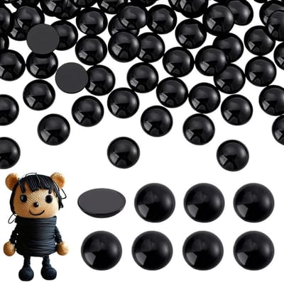 160 Stuks 20mm Zwarte Plastic Ogen voor Amigurumi en Creatieve Projecten - Half Ronde Flatback Cabochons en Parels voor Decoratie van Kleding en Schoenen