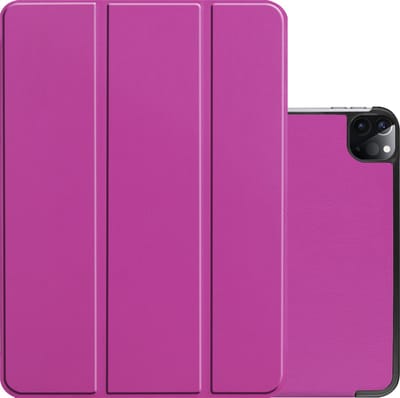 Hoes - Geschikt voor Apple iPad Pro (2022) - 11 inch - 4e generatie - Dun & Stevig - Trifold Bookcase - Hard Cover Case - Met Uitsparing Geschikt voor Apple Pencil - Hardcover Book - Tablet Hoesje - Paars