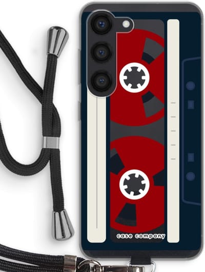 Case Company® - Hoesje met koord geschikt voor Samsung Galaxy S23 hoesje met Koord - Here's your tape - Telefoonhoesje met Zwart Koord - Bescherming aan alle Kanten en Over de Schermrand