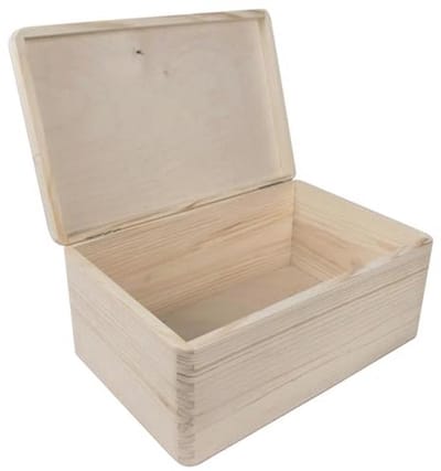 Decoratieve Houten Opbergdoos 30x20x13 cm - Ongeverfd met Deksel voor Creatieve Projecten