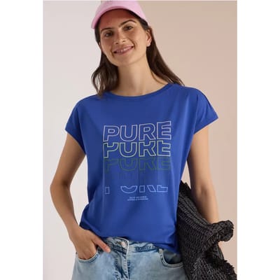 Shirt met boothals en opdruk aan de voorkant