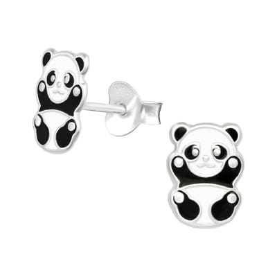 Princess Oorbellen Panda - 925 Zilver E-Coating - Dier - 6x8mm