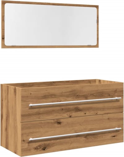 vidaXL 2-delige Badkamermeubelset bewerkt hout artisanaal eikenkleur