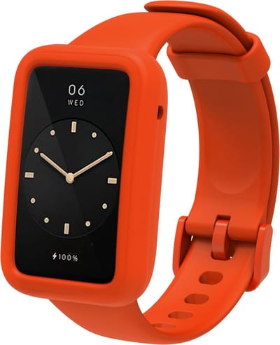 By Qubix - Siliconen sportbandje met case - Oranje - Geschikt voor Xiaomi Smart Band 7 Pro / Mi Band 7 Pro bandje