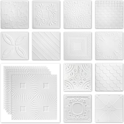 Plafondpanelen Decoratief - Piepschuim Platen - Interieur Verfraaien - Warmte en Geluidsisolatie - 50x50cm 16m2 - Wit