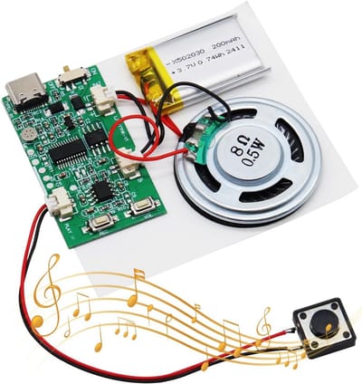 SnelShoppen - USB Audio Type-C Module MP3 Audio Chip met Oplaadbare Batterij, Ingebouwde Speaker, 5 Volumes, Voor Speelgoed, Cadeaus, Feestjes, Kinder