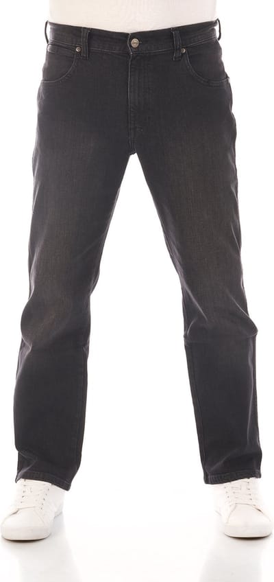 Wrangler Heren Jeans Broeken Texas Stretch regular/straight Fit Zwart Volwassenen Denim Jeansbroek