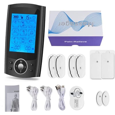 TENS EMS Spierstimulator Elektrische Puls Body Massager Voor Pijnverlichting Ontspanningsbehandelingen TENS Unit Machine Met 36 Modi wit