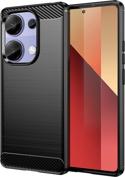 MobyDefend Hoesje - Geschikt voor Xiaomi Redmi Note 13 Pro 4G - TPU Backcover - Geborstelde Metaal & Carbon-Look - Zwart