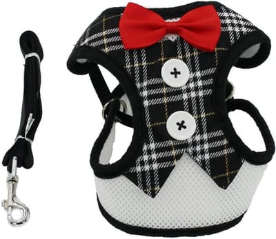 Huisdier Tuigje met Lijn - Honden Riem Set - Veilig Wandelen - Ademende Stof - M (28-46 cm borstomvang) - Bruin