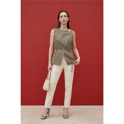 Geknoopte crêpe gilet