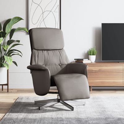 vidaXL - Fauteuil - verstelbaar - met - voetensteun - stof - taupe