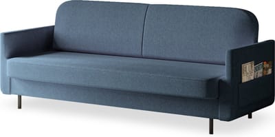 Moderne Bank met Klik-Klak-Mechanisme, Opbergtassen, Waterafstotende Stof, Ideaal voor Kleine Ruimtes en Woonkamers - Slaapbank POUCH - Donkerblauw (Aragon 79)