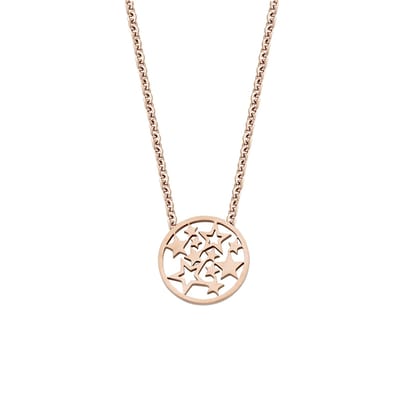 CO88 Collection Inspirational 8CN-26114 Stalen Collier met Hanger - Sterren 15 mm - Lengte 40 + 5 cm - Rosékleurig
