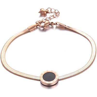 Hoge kwaliteit roestvrij staal Romeinse cijfers Rose gouden armbanden en armbanden Vrouwelijke charme Populaire armband voor vrouwen sieraden 16cm gray