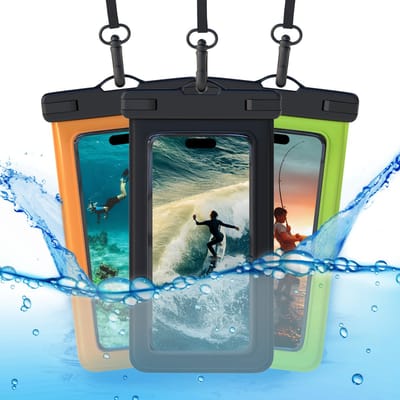 Waterdichte Telefoonhoes met Koord Geschikt voor Smartphones 7 inch- 3 stuks - Onderwater beschermhoes - Telefoonhoes - Drybag - Zwart / Groen / Oranje