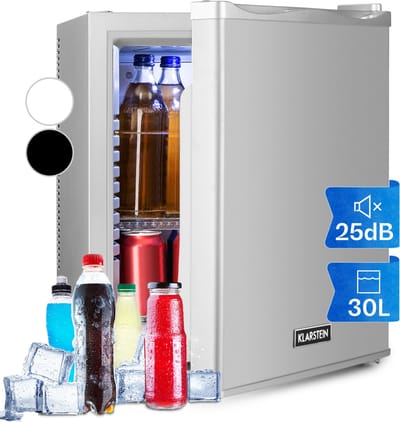 Klarstein Minibar Happy Hour 5-15°C 25 dB ledverlichting - Minikoelkast - 30L - voor Hotelkamer voor Partykelder - Stil LED-Binnenverlichting Compact Geruisloos - Mini Fridge - Hotelkoelkast - Kleine Koelkast - Compact Koelkast