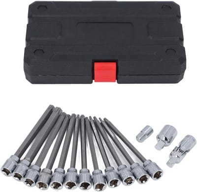 Inbussleutelset - Dopsleutelset - Mechanisch Werk - Verlengd Bereik - 15 Delig - Zilver