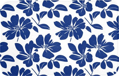 Badmat 80x50 cm - Antislip - Floraal - Modern - Blauw - Badmatten voor badkamer - Badkamermat - Douchemat - Badkamer mat