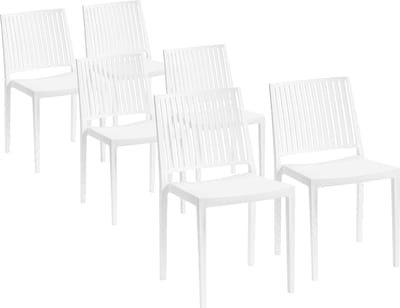 Terrasstoel Bars (set van 6) - wit - stapelbaar