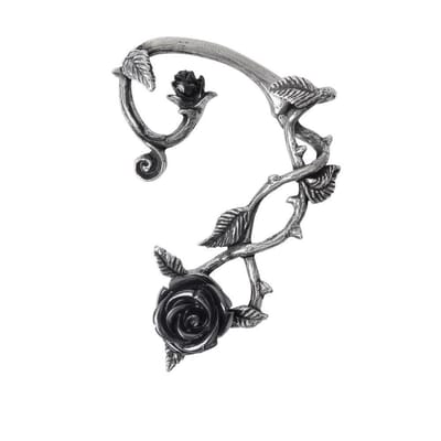 Alchemy - WILD BLACK ROSE Oor wrap - Zilverkleurig/Zwart
