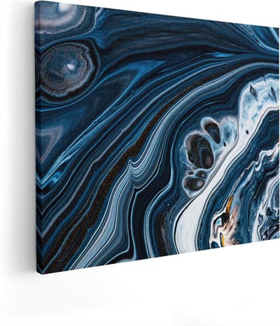 Artaza Canvas Schilderij Marmer Abstract - 50x40 cm - Muurdecoratie Woonkamer - Wanddecoratie Blauw - Kamer Accessoires