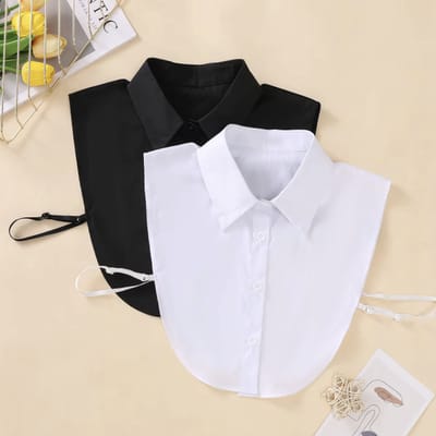 CHPN - Kraagje - Losse kraagjes - Kraag - Kraag voor onder trui - Blouse kraag - Zwart - Losse kraag - Accessoire - Kleding accessoire - 2 stuks - Zwart en Wit