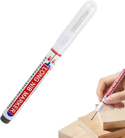 Diepe Gat Marker - Timmerman Pen - Precisie Markering - Sneldrogende Inkt - Lange Penpunt - Zwart