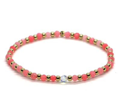 Dames armband swarovski goud rvs koraal pink 3 mm