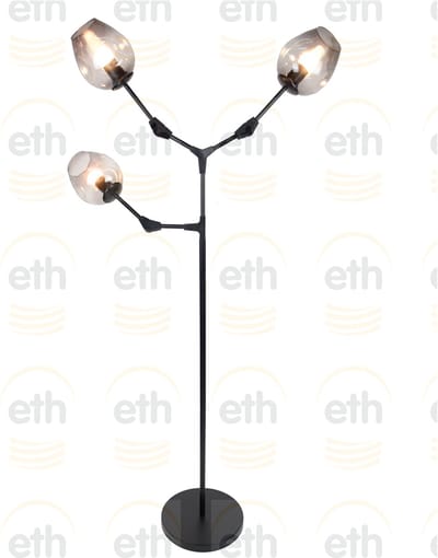 ETH vloerlamp Lime 3x E27 smoke glas/ zwart