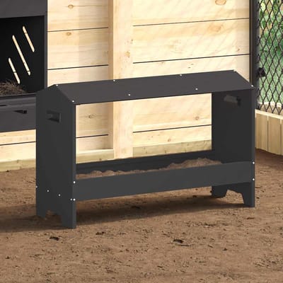 vidaXL - Kippen - voederbak - Zwart - 81 - x - 32 - x - 53,5 - cm - Koudgewalst - Staal