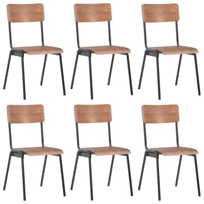 vidaXL - Eetkamerstoelen - 6 - st - multiplex - bruin