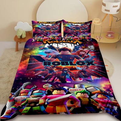 Kinderen Cartoon Roblox 3-delige Dekbedovertrek Roblox Spel Kinderen Tieners Beddengoed Set Anime Huidvriendelijk Slaapkamer Decor EU Double200x200cm