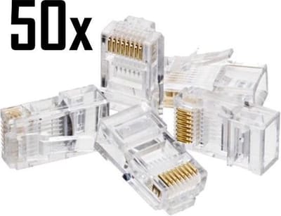 RJ45 CAT6 UTP Connector - LAN Kabel Aansluiting Stekker voor Internet / Netwerk kabel - 50 Stuks