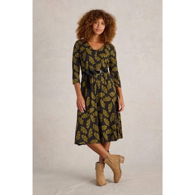 White Stuff Mia Jersey Dress Black Multi Größe: 8 REGULAR | Blusenkleider Outlet | Damen | Schwarz