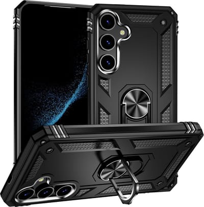 Coverup Hoesje - Geschikt voor Samsung Galaxy S24 Hoesje - Coverup Ring Kickstand Back Cover - Zwart