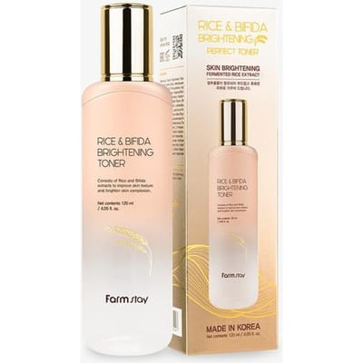 Farm Stay Rice & Bifida Lotion Tonique Éclaircissante 120 ml + CADEAU ALÉATOIRE beige