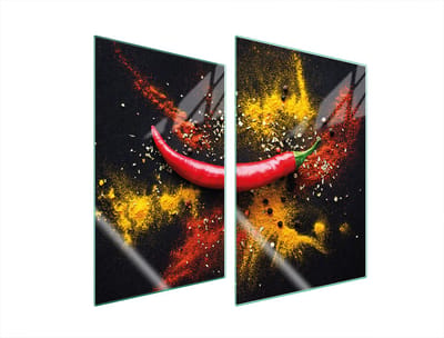TMK ArtDeko Serie - Glazen Beschermplaat - 2x35x52cm - Chilli - Veilig