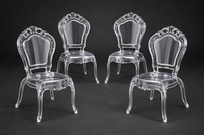 Stoelen Set - Zitmeubels Fauteuils - Eetkamer Inrichten - Barok Design - 4 stuks - Transparant
