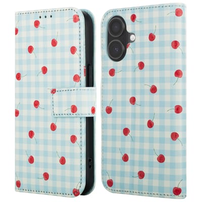 imoshion Hoesje - Geschikt voor Apple iPhone 16 - Design Bookcase smartphone - Cherry Check