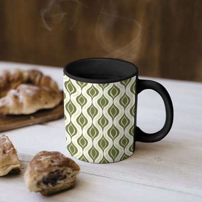 Magische Mok - Foto op Warmte Mokken - Koffiemok - Patroon - Retro - Groen - Magic Mok - Beker - 350 ML - Theemok
