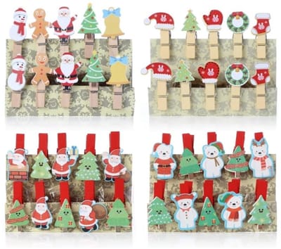 Dailygoods- Knijpers Hout 40 Stuks - Decoratieve Sierklemmen - Kerstmis - Mini Knijpertjes - Duurzaam - Jute Koord - Decoratieve Clips