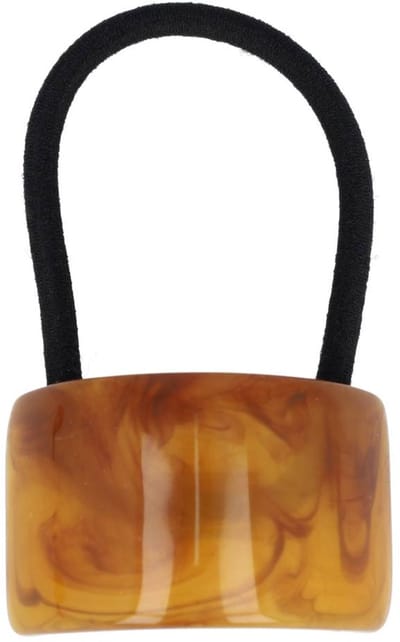 Haarsoires Haarelastiek – Cuff 4cm – Recht Ornament – Kunststof – Glans Bruin - Stijlvol & Trendy Haaraccessoire