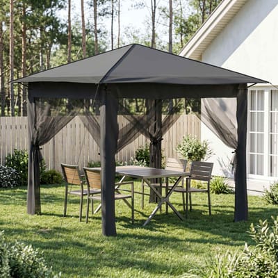vidaXL - Tuinpaviljoen - met - 4 - Zijwanden - 2,6 - x - 2,6 - m