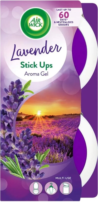 Airwick (Air Wick) Stick Ups Discs Lavendel & Camille (2 stuks) - Multi luchtverfrisser voor prullenbak, toilet, kleding en meer