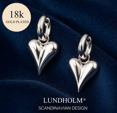 Lundholm Hartjes Oorbellen Dames – Premium Stainless Steel Zilverkleurig - Sanne Serie - Chunky Oorringen met Hart Hanger (4.2 cm) – Elegant & Luxe – Waterbestendig – Inclusief Cadeauverpakking