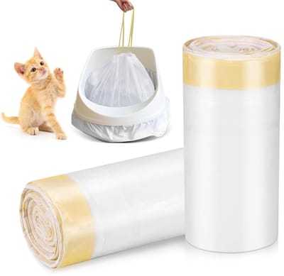 40 Cat Litter Liners - 79 x 45 cm - Grote Lekvrije Kattenbakzakken met Trekkoord - Scheurbestendige Kattenbakvulling voor Zware Dieren