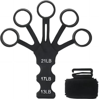 Siliconen Vinger Trainer Pols Spanning Oefenaar Versterk Handgreep Verbeteraar Flexie En Extensie Vijf Vinger Trainingsapparaat Fitness Tool zwart