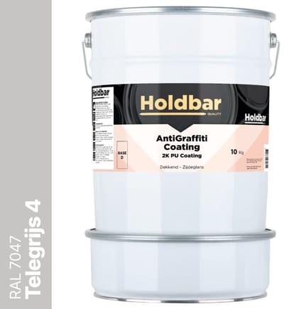 Holdbar Anti Graffiti Coating Telegrijs 4 (RAL 7047) 10 Kg - Maakt Graffiti verwijderbaar - Graffiti Verwijderen - In Alle Kleuren - Voor Steen, Beton, Hout, Metaal en Tegels